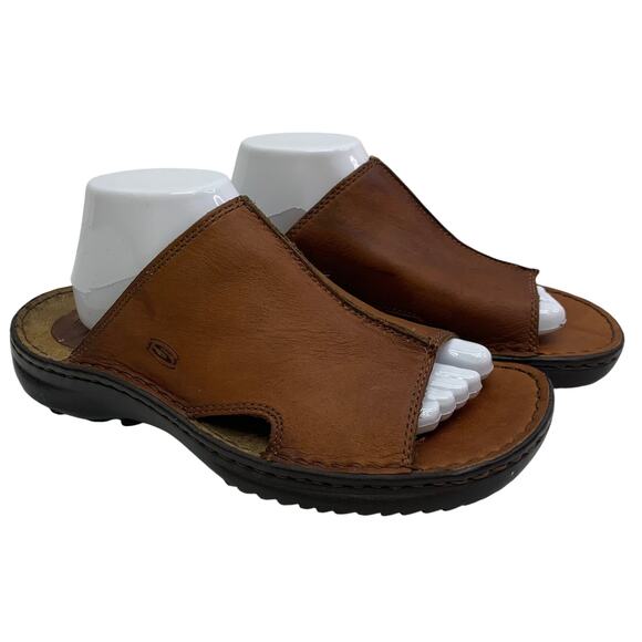 Skechers Collection Mens Sz 9 Leather Slides Slip On Sandals Slides Comfort Shoe - Picture 1 of 7